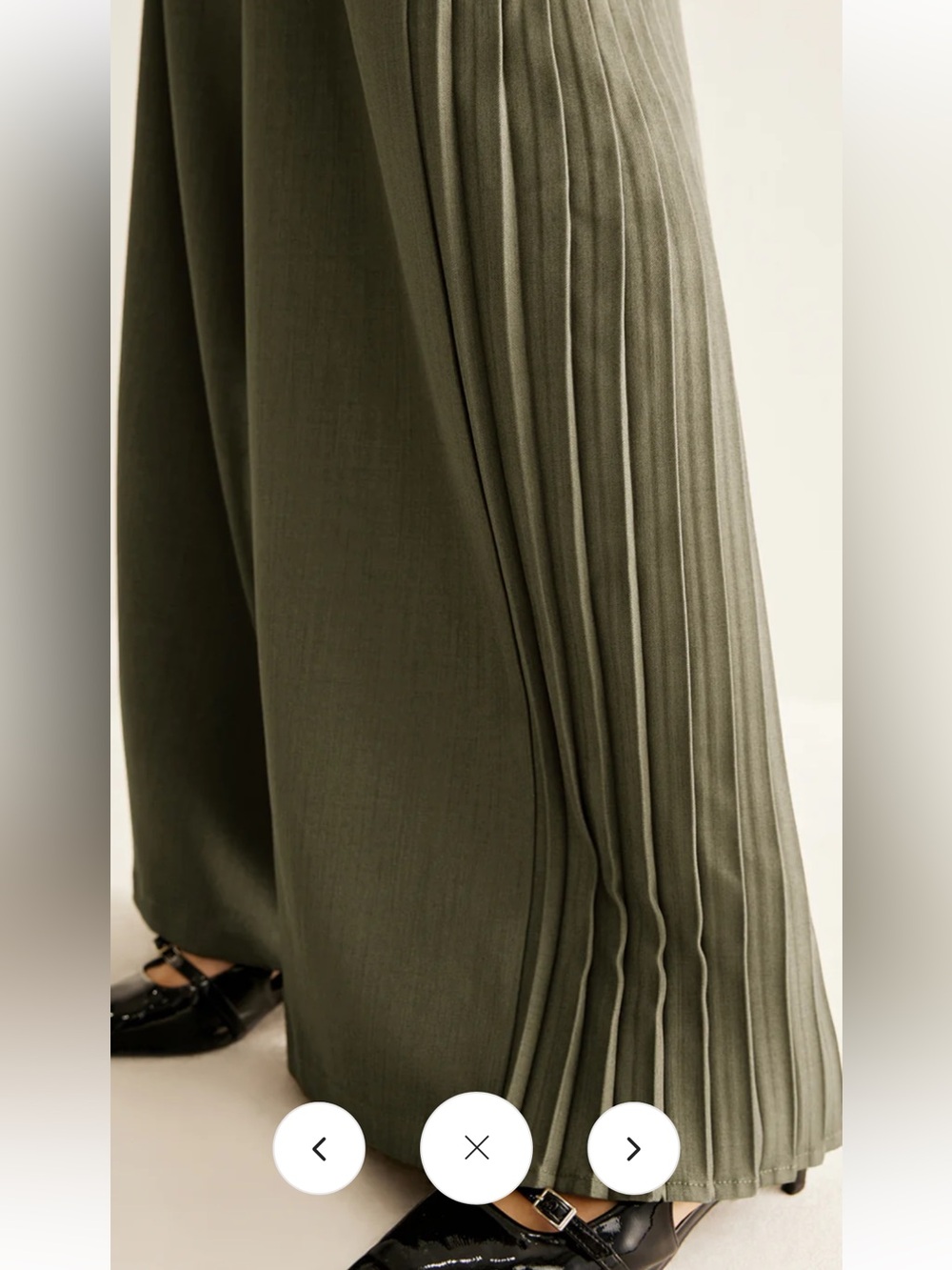 Commense Side Pleated Wide-Leg Pants in Army Green Size XS - Picture 3 of 6